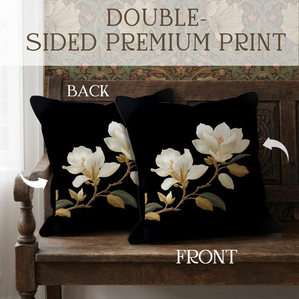 Vintage Tree Print Pillowcase 18x18 Inch, Soft Retro Throw Pillow Cover for Couch Sofa, Farmhouse Living Room Bedroom Decor – Ideal Gift for Housewarming Birthday Christmas (White Magnolia)