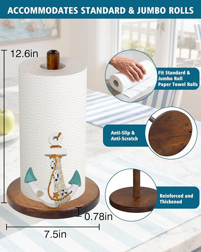 Ship's Anchor Paper Towel Holder, Nautical Coastal Beach Ocean Decor - Image 5