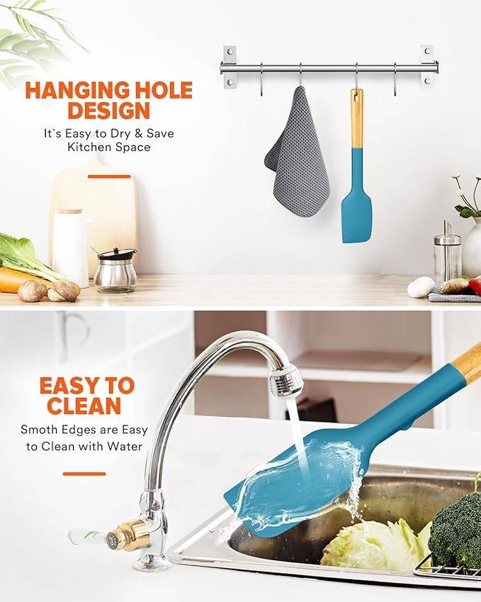 Silicone Heavy-Duty Spatula, Sturdy Bpa-Free Matte Silicone, Wooden Handle - Image 8