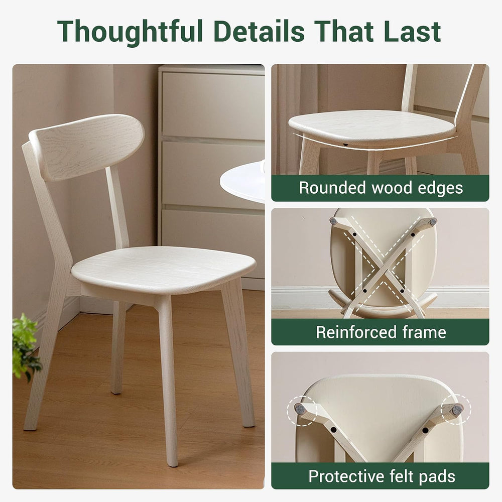 Oak Dining Chairs, Kitchen Chairs, 100% Solid Wood Modern Dinner Chair with C...