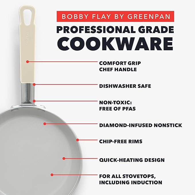 GreenPan x Bobby Flay 12" Nonstick Frying Pan Skillet, PFAS-Free Diamond Ceramic - Image 5