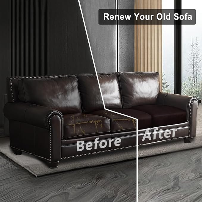 Leather Look Couch Cushion Covers Sofa Seat Slipcovers Sets Couches Furniture - Image 7