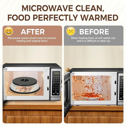 12 Inchs Microwave Splatter Cover & Silicone Mat, Large Vented Collapsible - Image 2