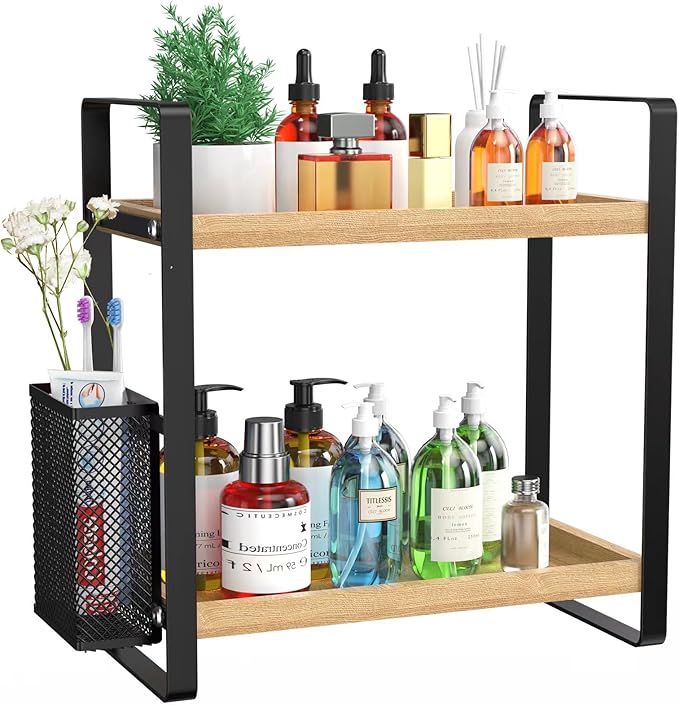 LEMIKKLE 2-Tier Wood Bathroom Counter Organizer by LemikkleDirect