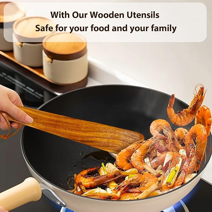 Teak Wood Spatula for Cooking, 12.2 Inch Flat Wooden Spatula for Cast Iron - Image 7