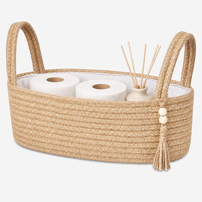 ABenkle Small Storage Basket, Jute Rope Woven Toilet Paper Tray Organizer by ABenkle