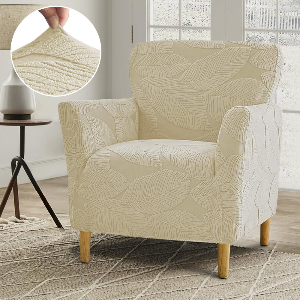 NILUOH Mid Century Modern Armchair Slipcover 1-Piece Stretch Jacquard Solid C...