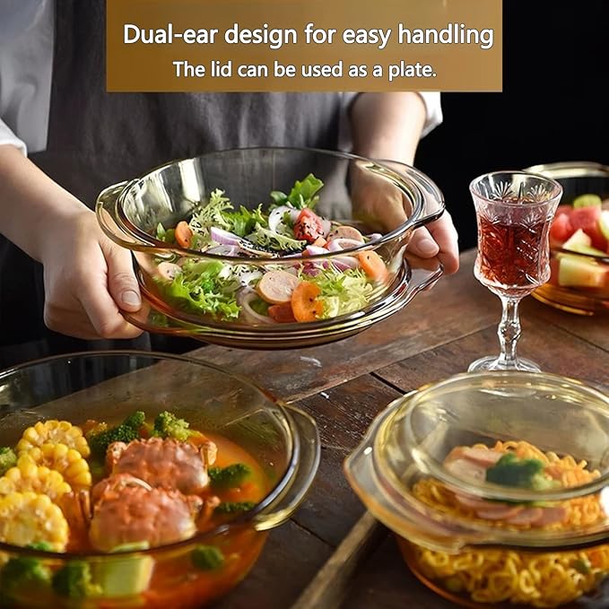 Amber Borosilicate Glass Casserole Dish - Image 3