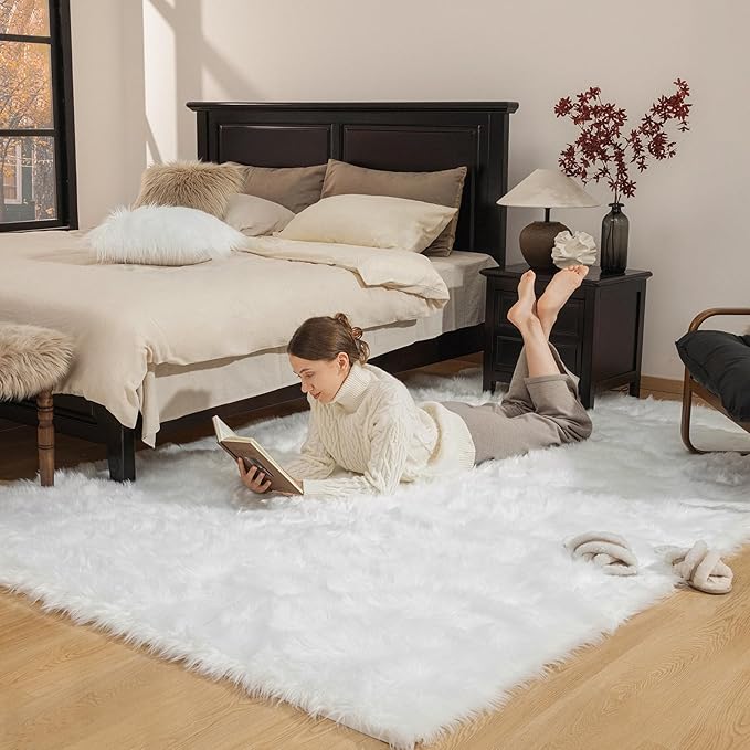 Ashler Faux Fur Rug, Fluffy Shaggy Area Rug Ultra Soft 4 x 6 Feet Rectangle Fur - Image 2