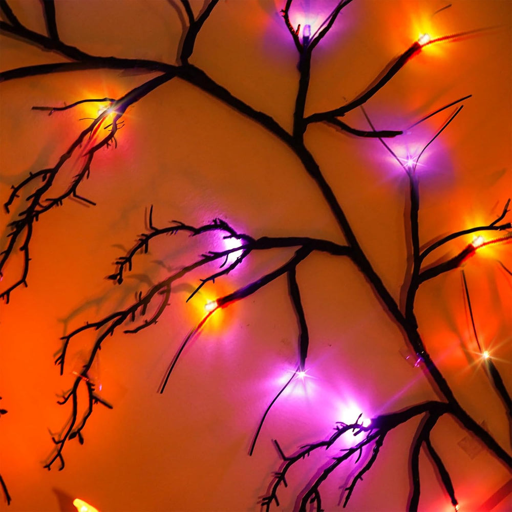 [8 Modes & Timer] 9 Ft 72 LED Halloween Willow Vine Twig Garland with Ora...