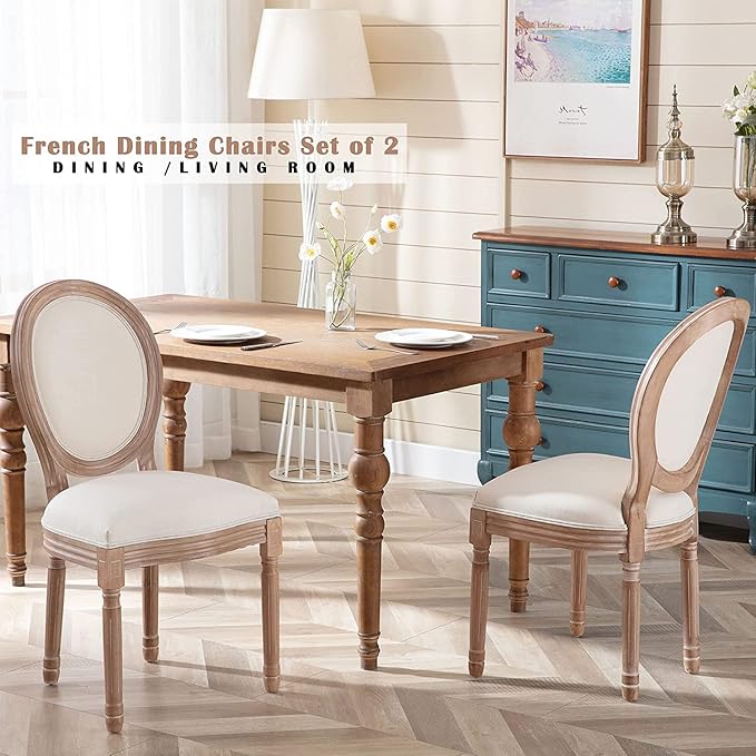 Nrizc French Dining Chairs Set of 6, French Country Dining Chair, Vintage Far...