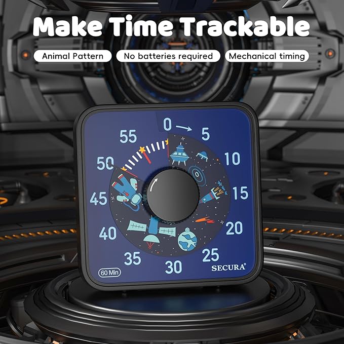 Secura 7.5-Inch Astronaut Pattern Visual Timer - Image 2