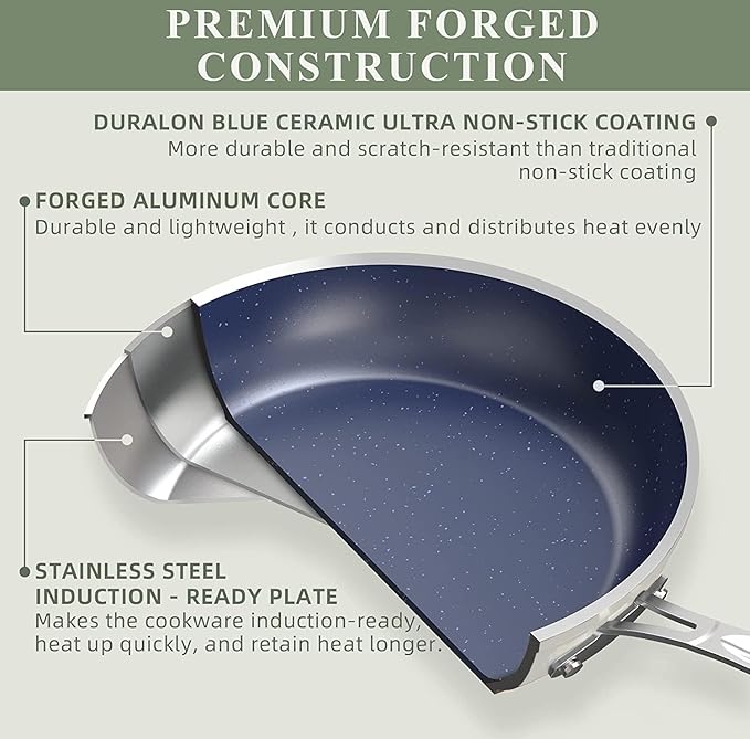Nuwave 7pc Cookware Set Healthy Duralon Blue Ceramic Nonstick Coated, Diamond - Image 3