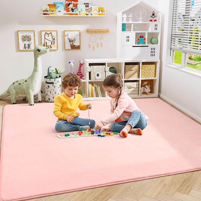 Amearea Modern Area Rugs for Bedroom Living Room, 4x6 Feet Pink Thickened - Image 4