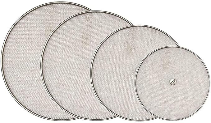 Stainless Steel Mesh Splatter Screen Set, 6-9 inch, 4 Piece Net Lid Covers by Mrigakshi