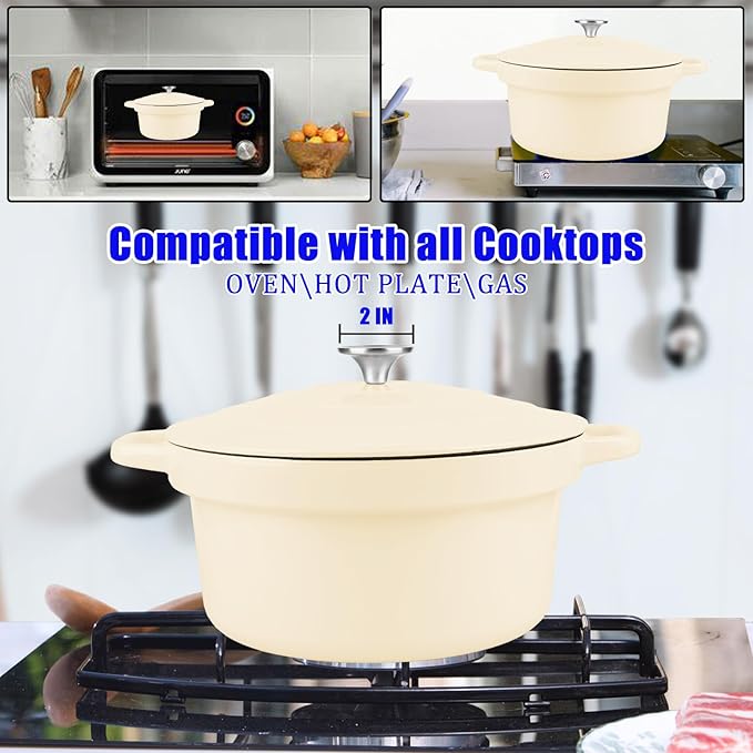 CUKOR 7QT Dutch Oven Pot With Lid, Enameled Cast Iron Dutch Ovens - Image 3