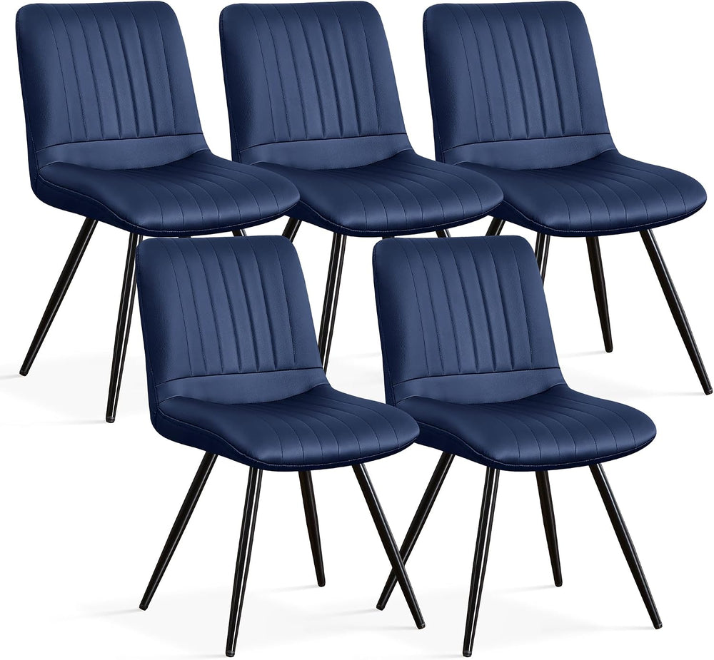 Dining Chairs Set of 5, Modern Dining Chairs with Thick Cushions, PU Leather ...
