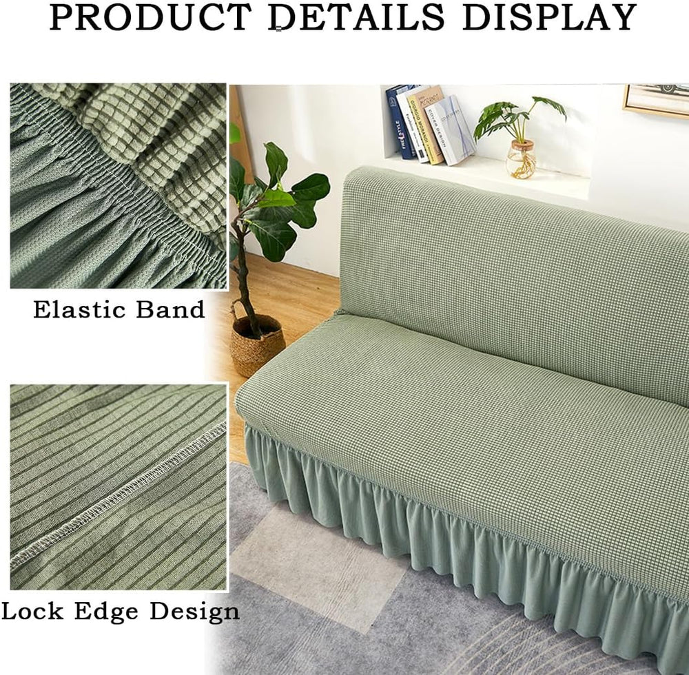 Futon Cover Slipcover Removable Armless Sofa Bed Slipcovers Full Size with Sk...