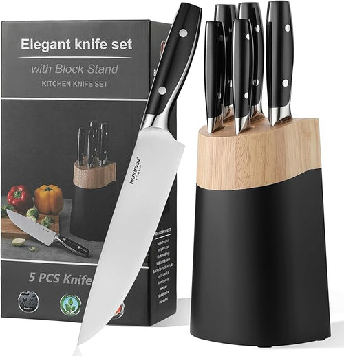 6-Piece Knife Block Sets，Stainless Steel Kitchen Knife Set by Musifan