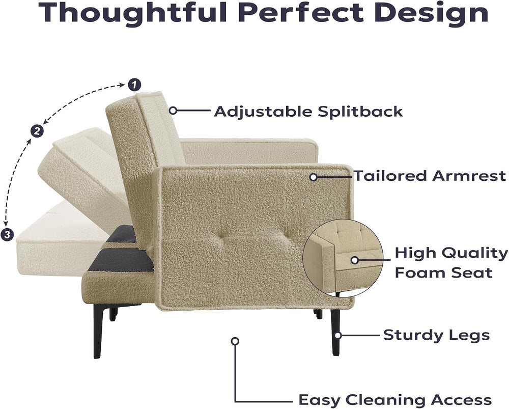 Furnify 68" W Loveseat Sofa, Modern Love Seat Couches for Living Room, U...