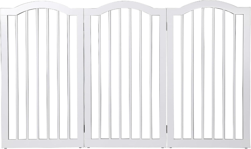 INTERNET'S BEST Arched Top Dog Gate | 3 Panel, 36" H Wooden Pet Barr...