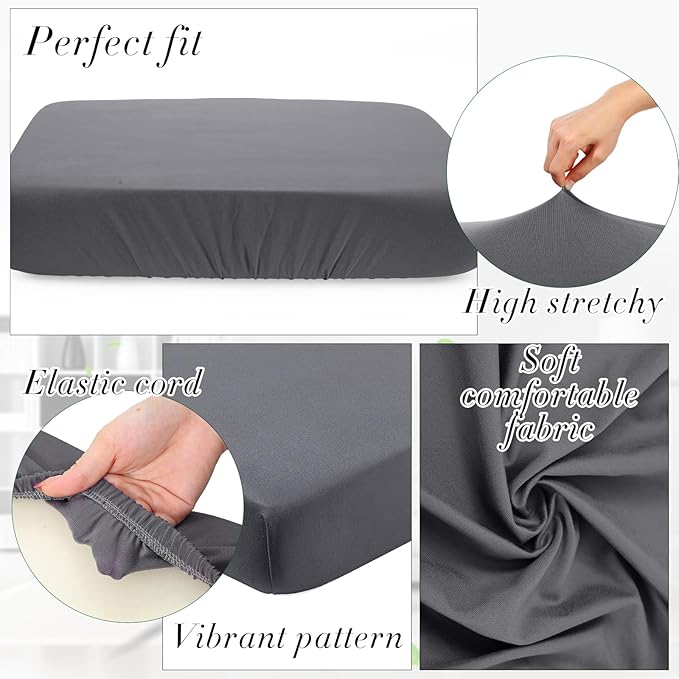 Newwiee 8Pcs Patio Cushion Covers Stretch Outdoor Cushion Cover Replacement - Image 3