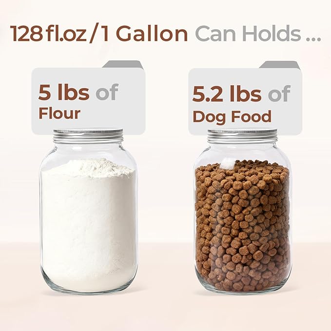 ComSaf 1 Gallon Wide Mouth Mason Jars 2 Pcs, 128 oz Glass Jars - Image 4