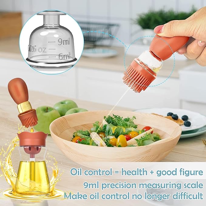 Oil Dispenser Bottle with Silicone Brush, 200ML 2 in 1 Silicone Dropper - Image 2