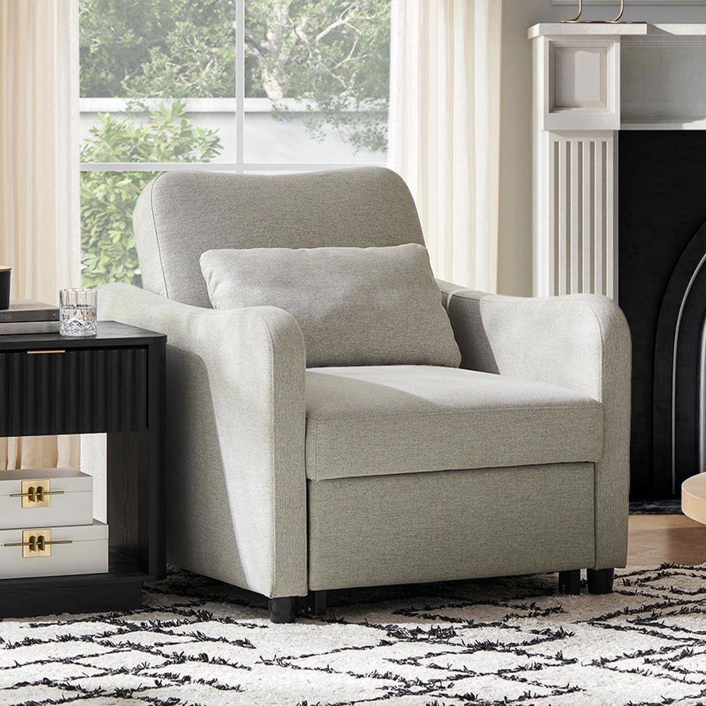 mopio Sophie Sleeper Chair, Sofa Bed, Accent Chair (Light Gray Fabric)