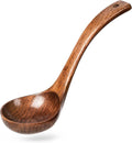 Wooden Soup Ladle, 10.8" Handle, 3.0 fl oz Large Scoop Utensil by HEFILD