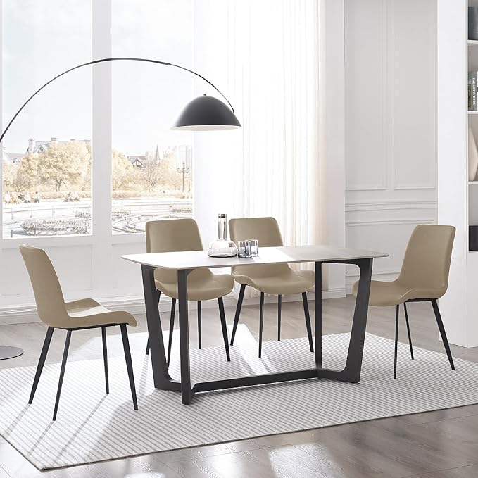 Dining Chairs, Modern PU Leather Dining Room Chair with Sturdy Metal Legs, Up...