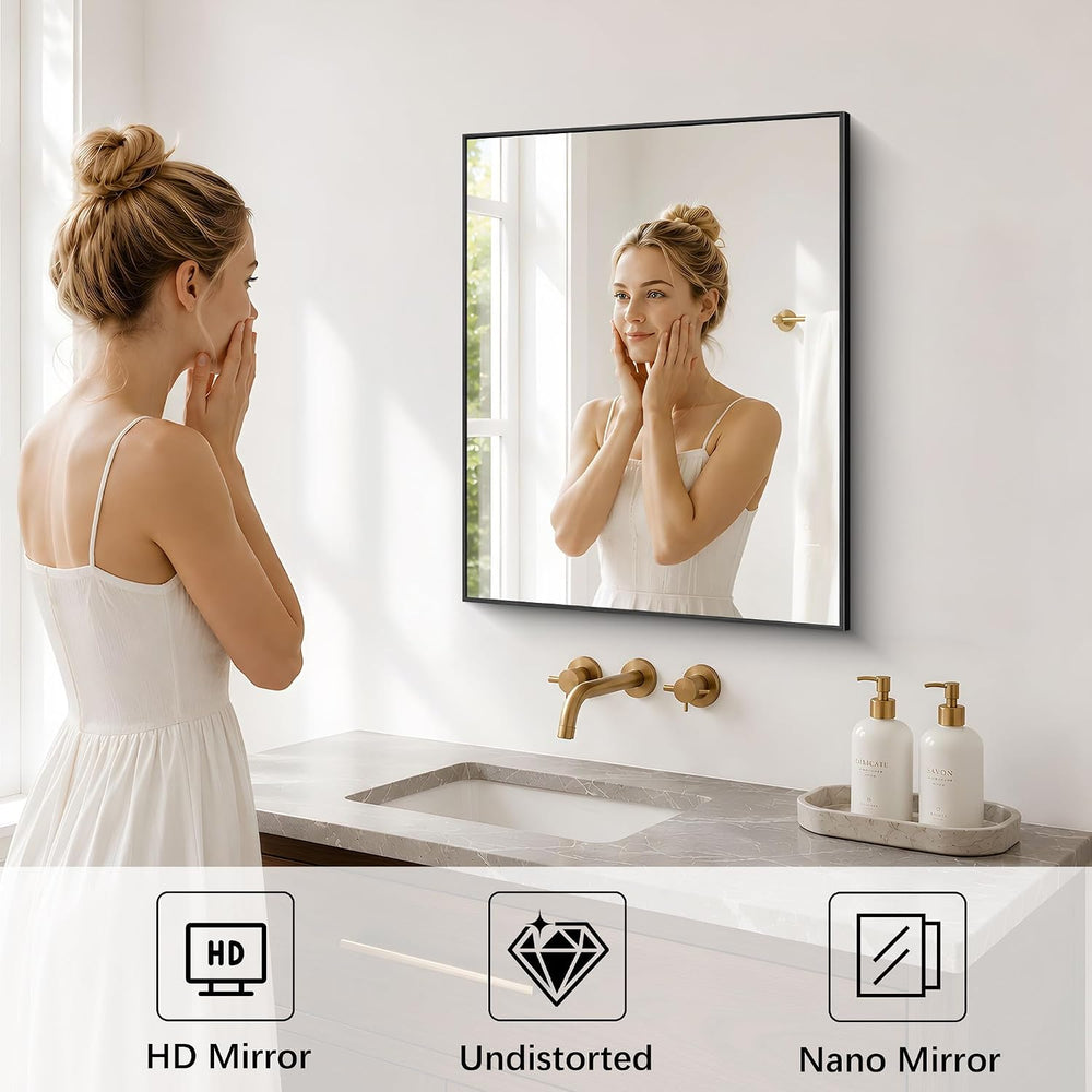 DESBING Black Bathroom Mirror for Wall, 2 Pack 18x24 Inch Rectangle Mirrors w...