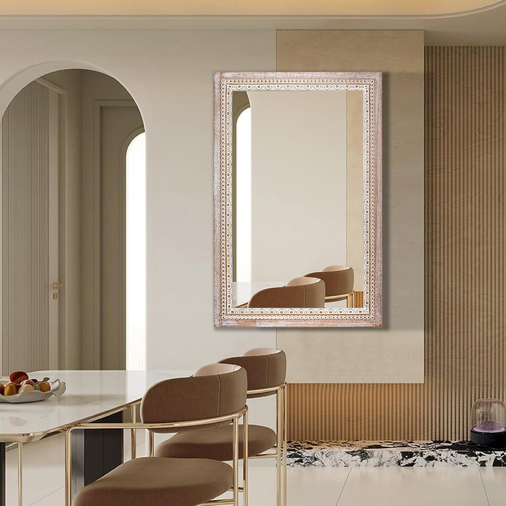 24x36 Inch Rustic Farmhouse Rectangle Mirror for Wall Decor - Wood Mirrors