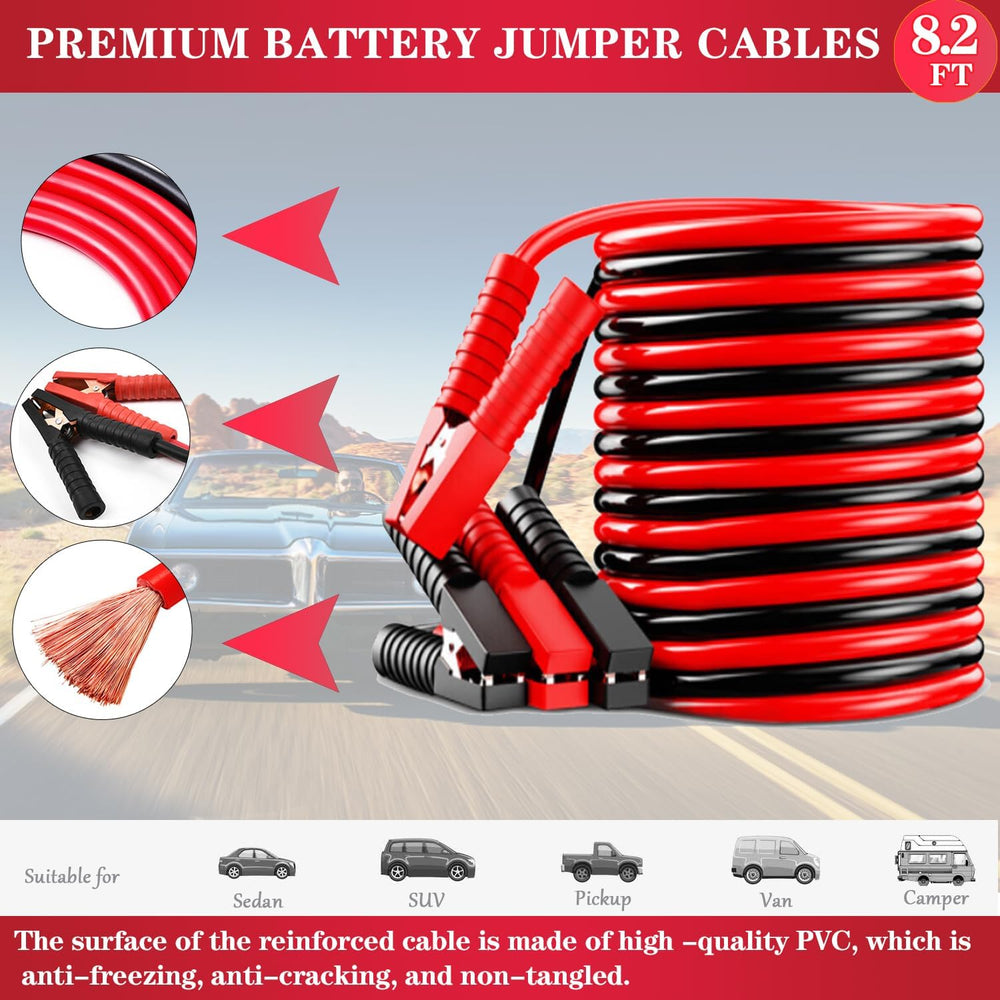 Emergency Car Kit with Jumper Cables Headlamp Car Safety Kits Pale