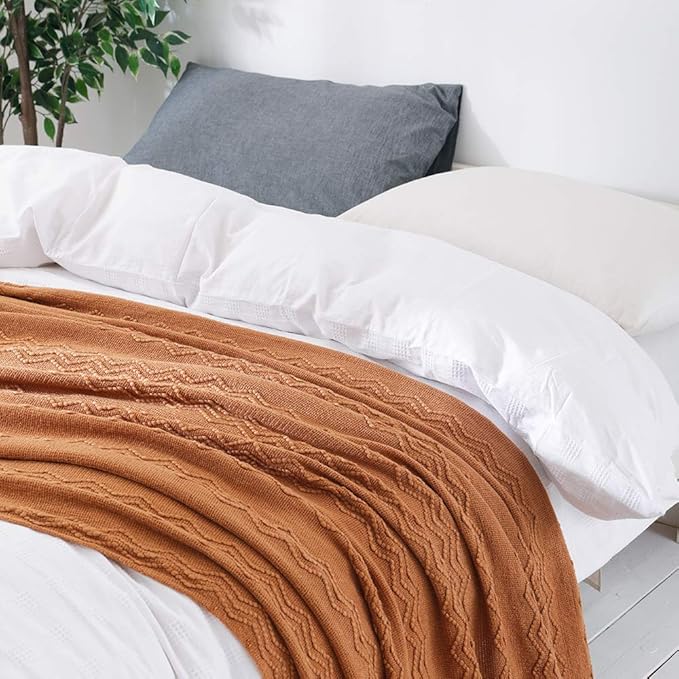 BOURINA Almond Throw Blanket 50x60 Inches Throw Textured Solid Soft Sofa Couch - Image 4