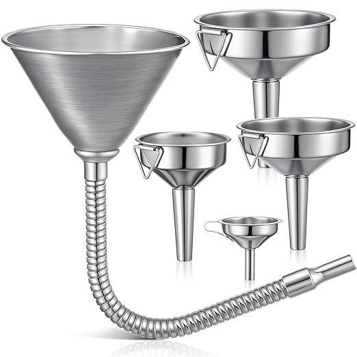 Blulu Set of 5 Stainless Steel Flexible Oil Funnels by Blulu