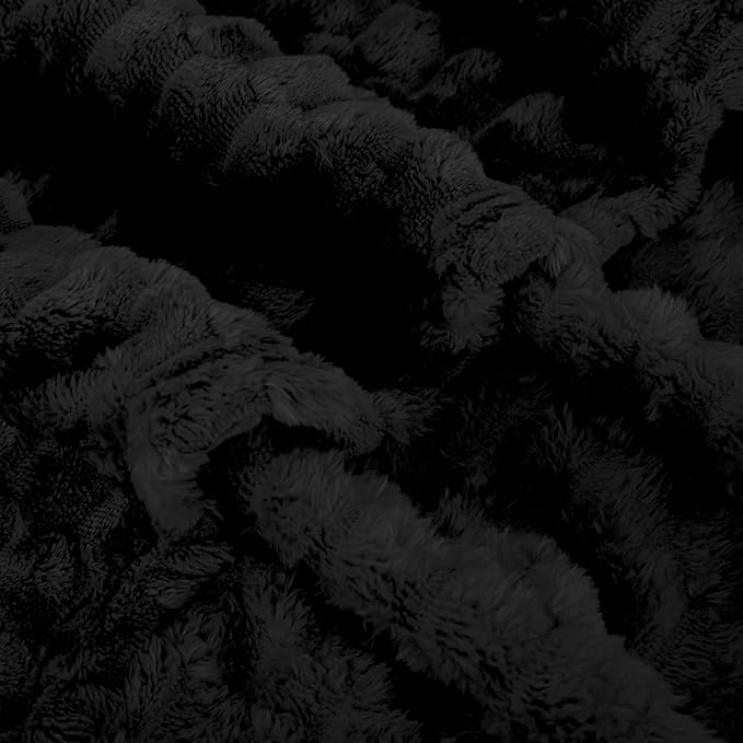 Puncuntex Black Throw Blanket 50"×60" inches Fuzzy 3D Jacquard Decorative - Image 9