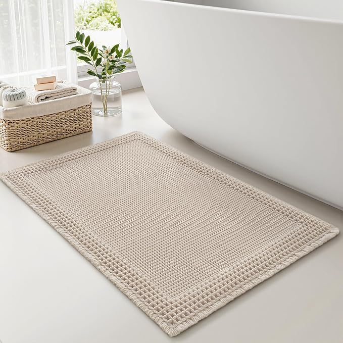 RESARE Waffle Bath Mat for Bathroom, Super Absorbent Bathroom Rugs Non Slip by Resare
