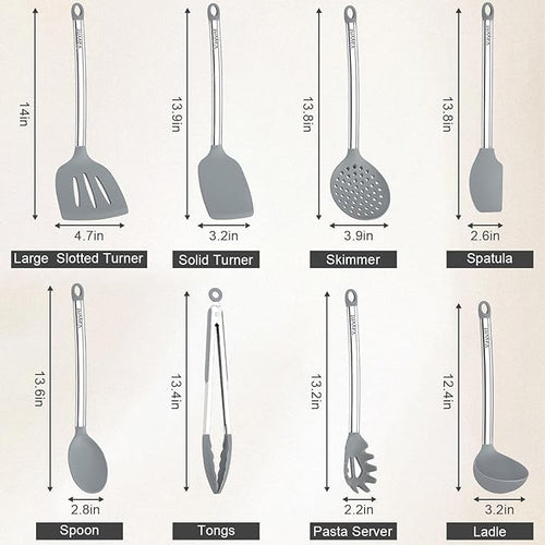 8 PCS Cooking Utensils Set, Vayvnt Silicone Kitchen Spatula Set - Image 2