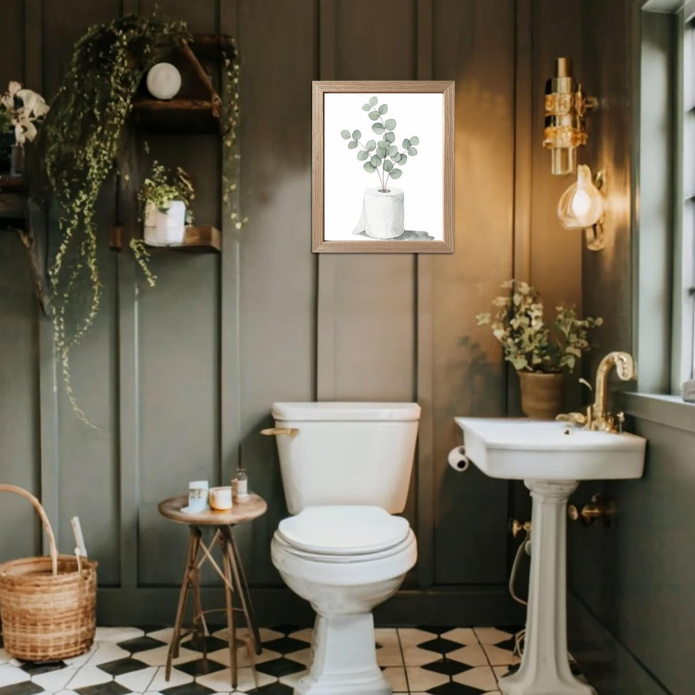 Sage Green Bathroom Wall Decor Framed Plant Print Botanical Bathroom Wall Art...