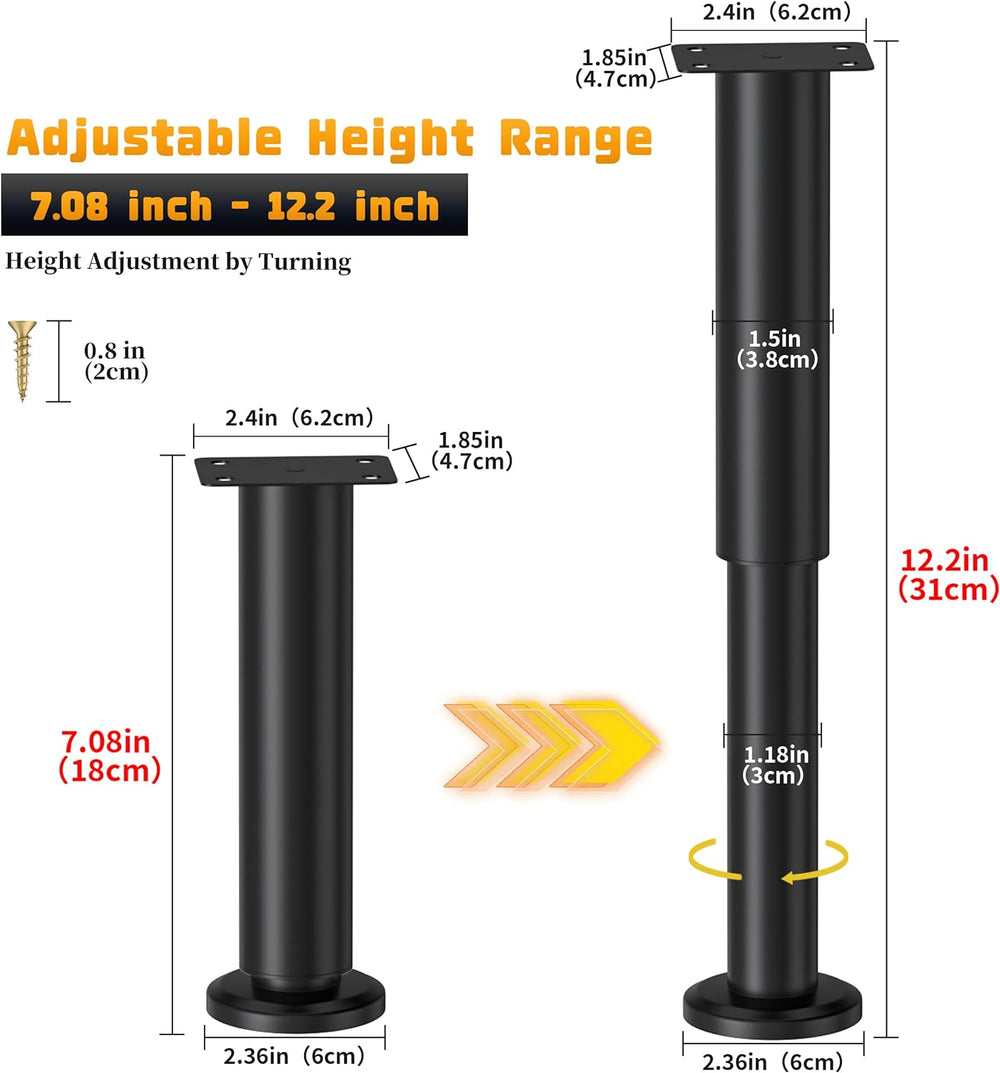 Wlrrcwdttc 6 Pcs Adjustable Height Bed Support Legs for Bed Frame/Bed Center ...