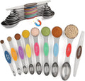 Magnetic Measuring Spoons Set of 9 Dual Sided Stainless Steel Measuring Spoons by YAMOLIN