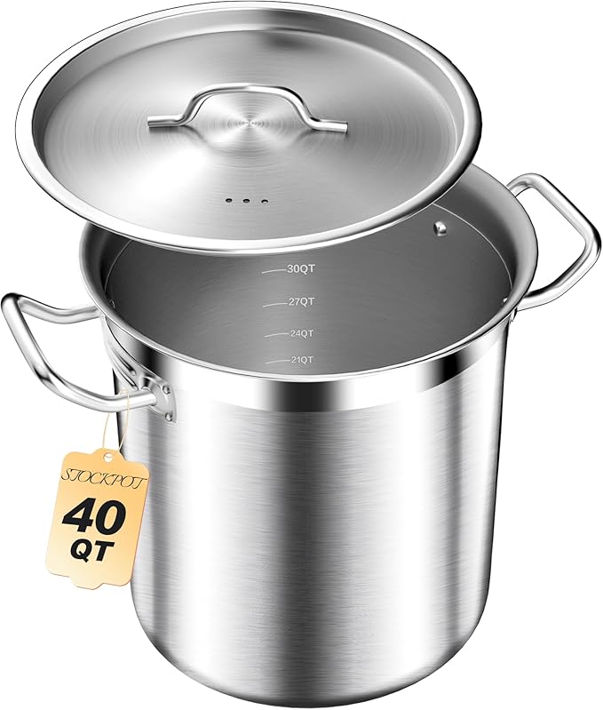STOCKPOT Large Stock Pot with Lid – Professional Stainless Steel Stockpot 40 by STOCKPOT