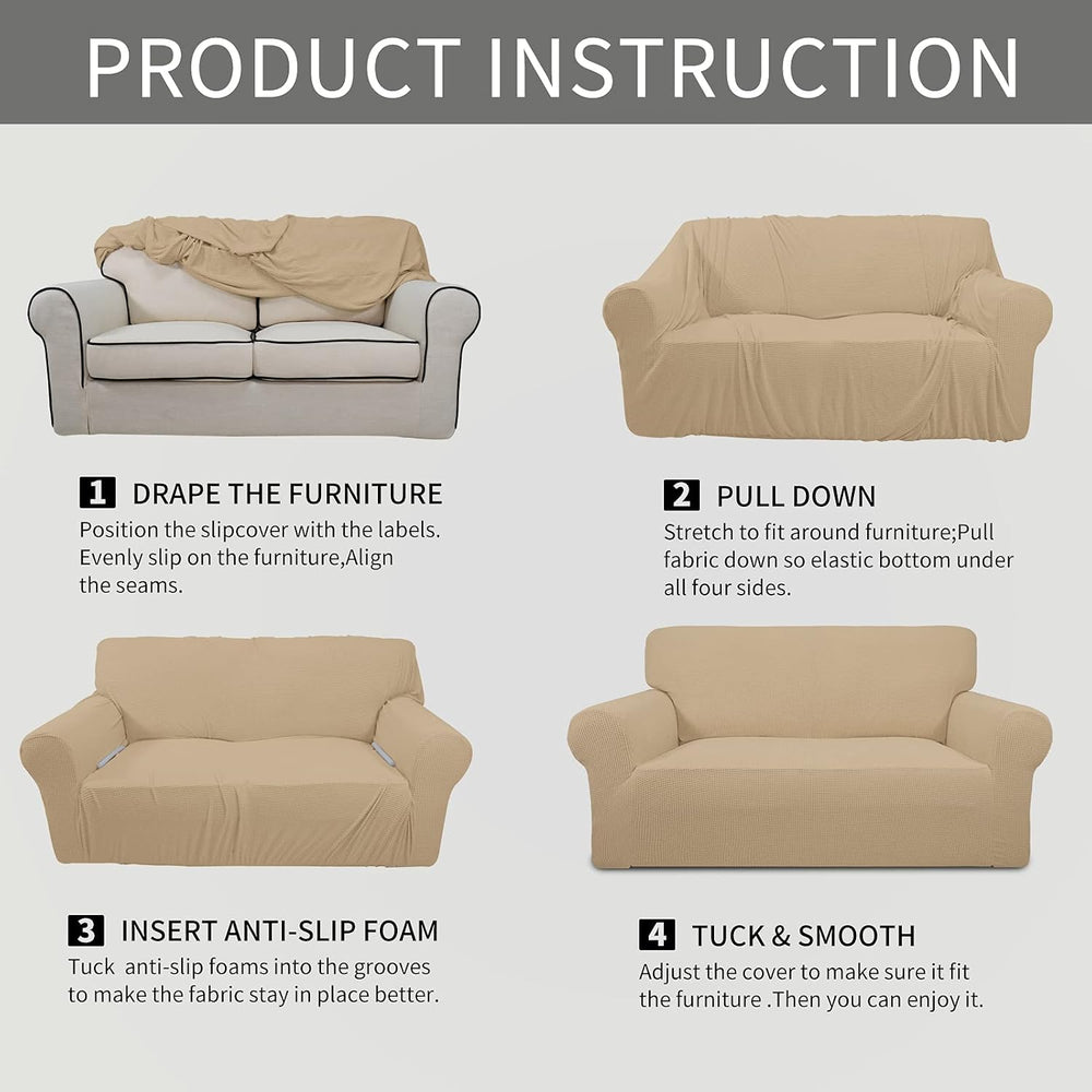 Easy-Going Stretch Oversized Sofa Couch Slipcover Washable Sand