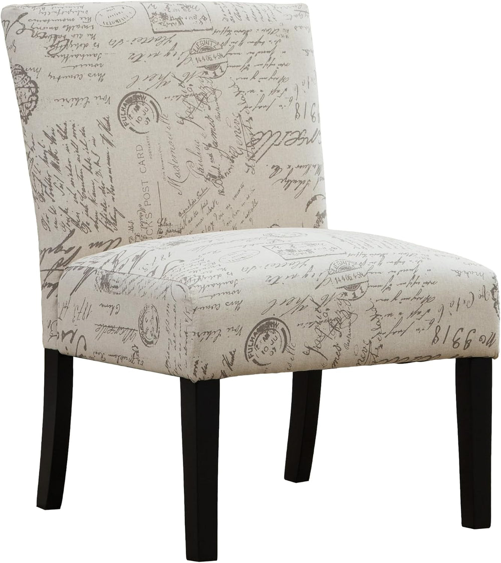 Roundhill Furniture Botticelli Fabric Armless Contemporary Accent Chair, Scri...