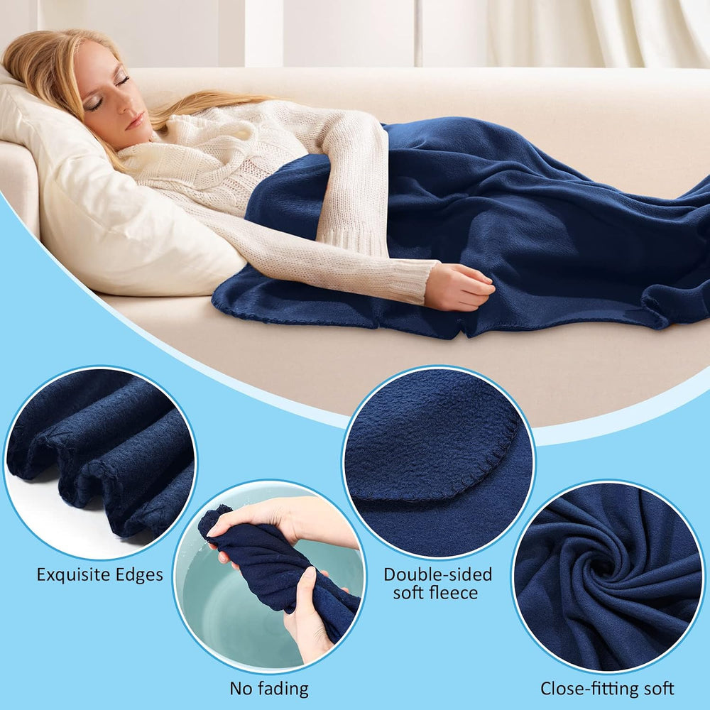 Newwiee 15 Pack Fleece Throw Blankets Bulk Double Sided,Navy Blue