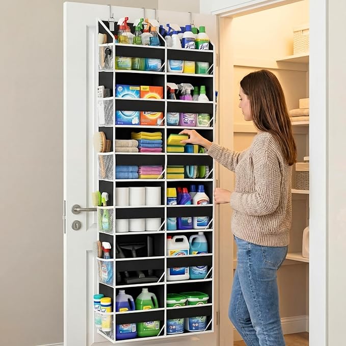 Over The Door Organizer 6 Tiers, Extra Large Behind Door Storage of 12