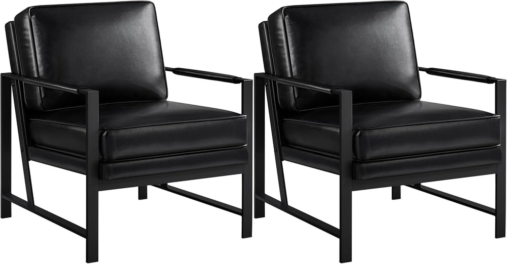 Yaheetech Mid-Century Modern Accent Chairs Set of 2, Black