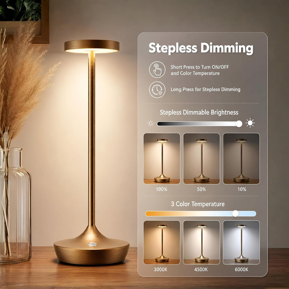 2 Pack Cordless Table Lamps Rechargeable 6000mAh, 72H Runtime