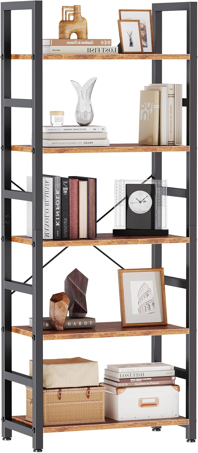 DUMOS 5-Tier Bookshelf, Modern Tall Bookcase, Open Storage Display Shelf by DumosLifestyle